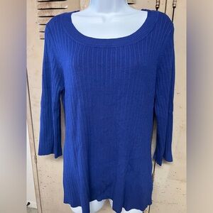 George Womens Royal Blue Sweater Ribbed Size 20 3/4 Sleeve